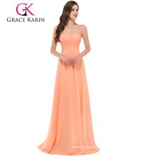 Grace Karin Strapless Sweetheart Light Orange Longueur de sol Simplement robe de demoiselle d&#39;honneur CL3409
